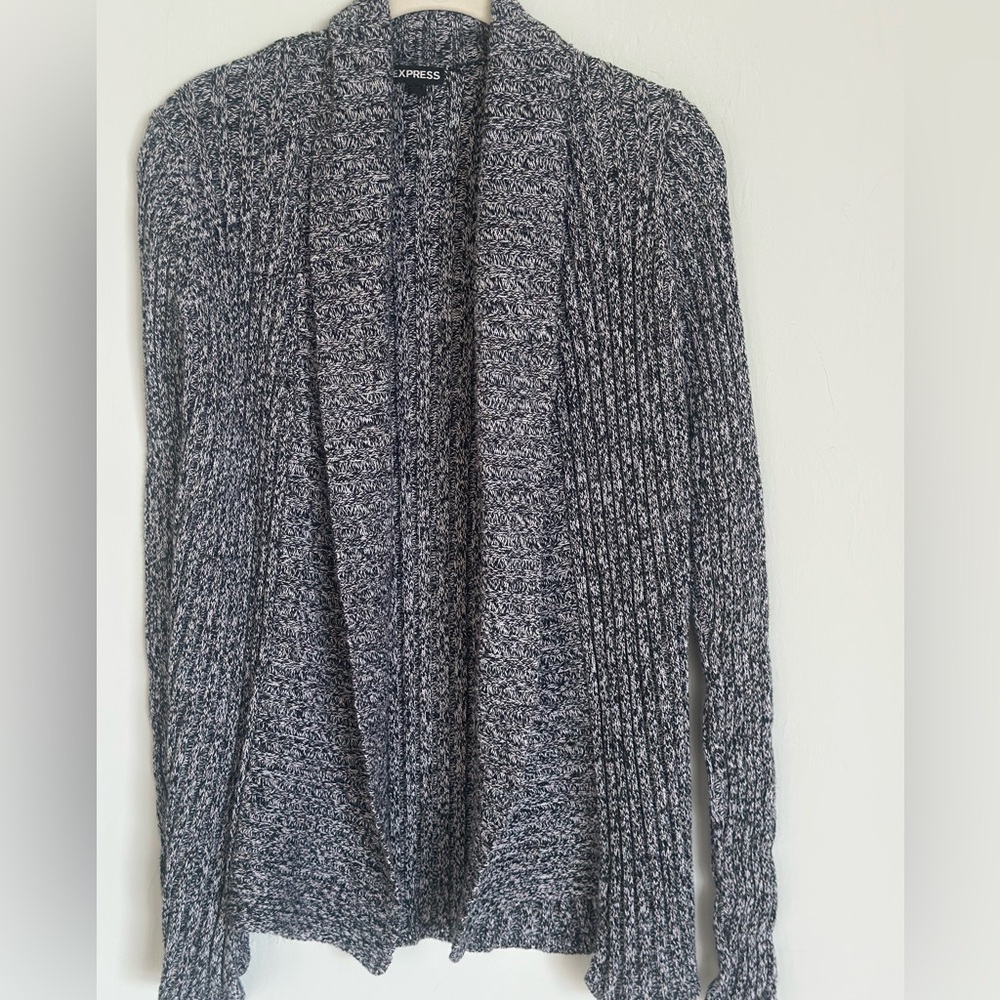 Express Black and White Textured Cardigan